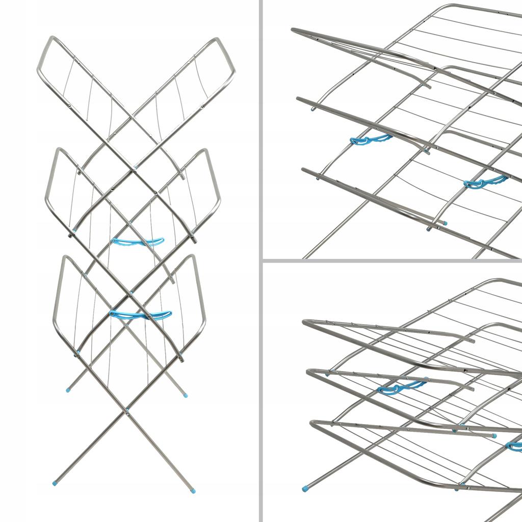 KADAX Wäscheständer Balkon Vertikal 20m Für Kleidung Für Unterwäsche 3 Ebenen