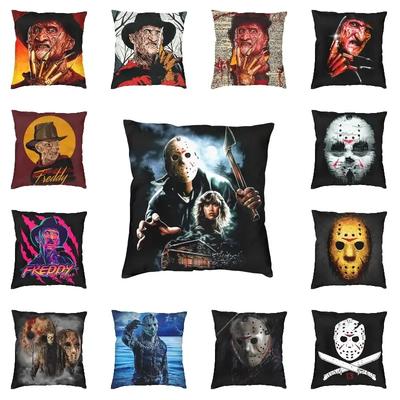 Personnage de Film d'Horreur Tueur Housse de Coussin Décoration d'Intérieur Impression 3D Halloween Film Housses de Coussin Pour Canapé Literie Taie d'Oreiller