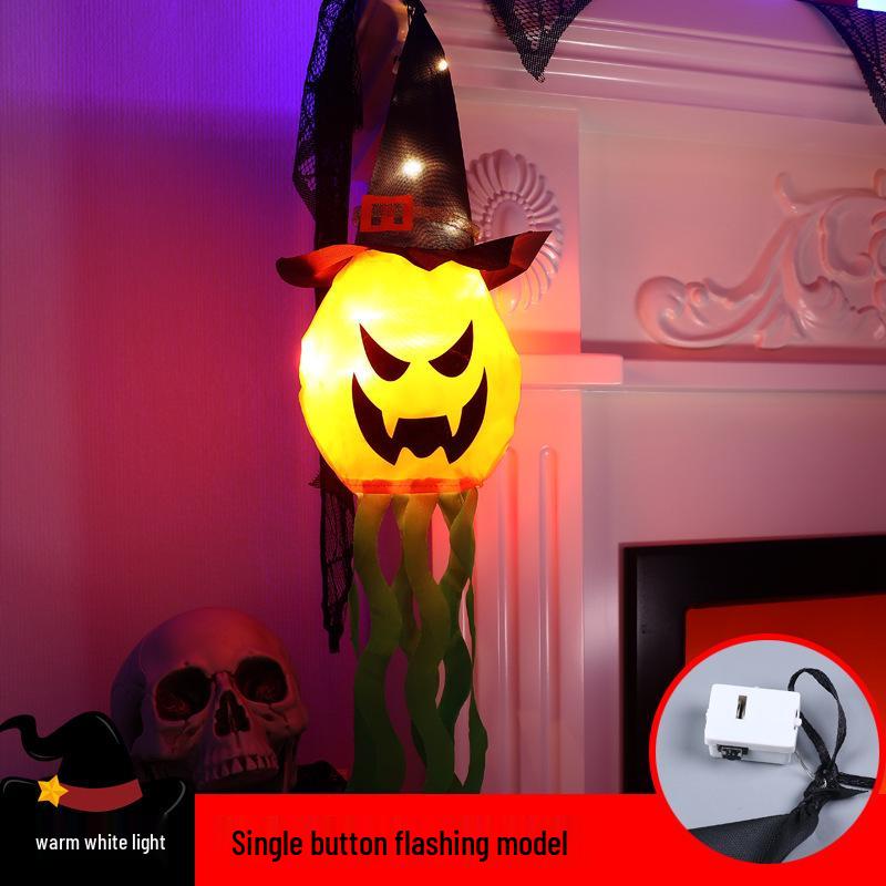 LED Pumpkin Lantern Wizard Hat Halloween String Lights: Spooky Atmosphere & Colored Ghost Festive Decor