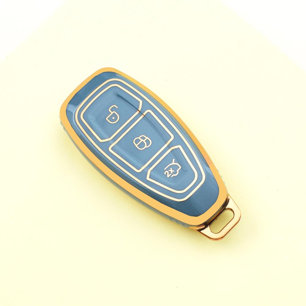 

Gold Edge Shell Keyless Holder Fob For Ford Kuga Focus ST Fusion Fiesta Focus 3 4 Mondeo Ecosport TPU Car Smart Key Case Cover Accessories