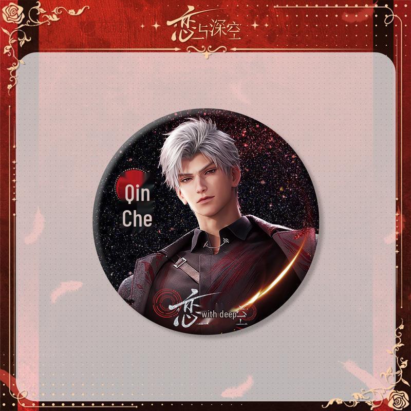 Love & Deepspace Qin Che Dark Point Acrylic Standee Keychain with Double Flash Badge Button