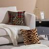 Plaid Leopard Print Textures Pillow Cushion Cover Linen Pillowcase Soft For Sofa Bed Home Room Decor