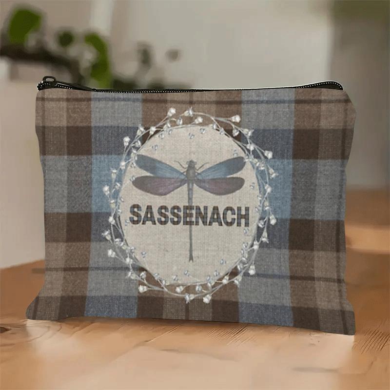 

Plaid Dragonfly Fabric Design Makeup Bag - Multifunctional Zipper Pouch for Women, Perfect Travel Zipper Storage Bag