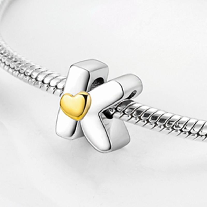 Original A-Z Alphabet Charms Bead 925 Silver 26 Letters CZ Zircon Heart Love Charm Fit Bracelet Bangle Jewelry Making