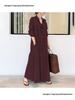 2026 European Cotton Linen Long Sleeve Lapel Shirt Dress with Patch Pocket – Casual, Loose Fit