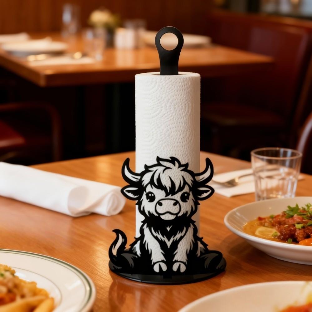 Holzsockel Küchenhandtuchhalter Niedlicher Frischhaltefolien-Aufbewahrungsständer Rinder-Taschentuchhalter Partys