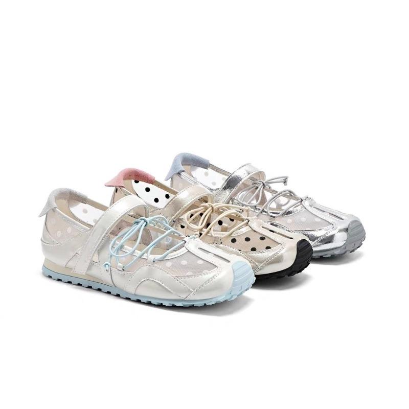 Silver Strap Mary Jane Shoes Women's Spring New Flat Ballet Training Shoes Casual Sports Shoes with Skirts
