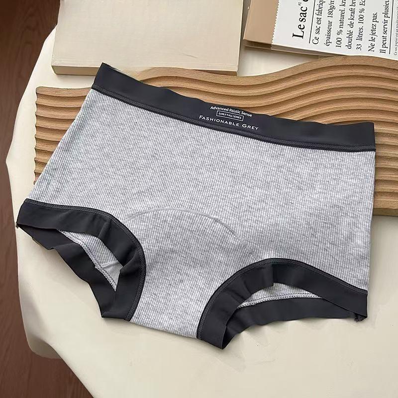 

Large Size Ladies Spring and Autumn Simple Cotton Thread Wrap Hip Mid Waist Small Flat Angle Briefs 2XL білий/сірий колір