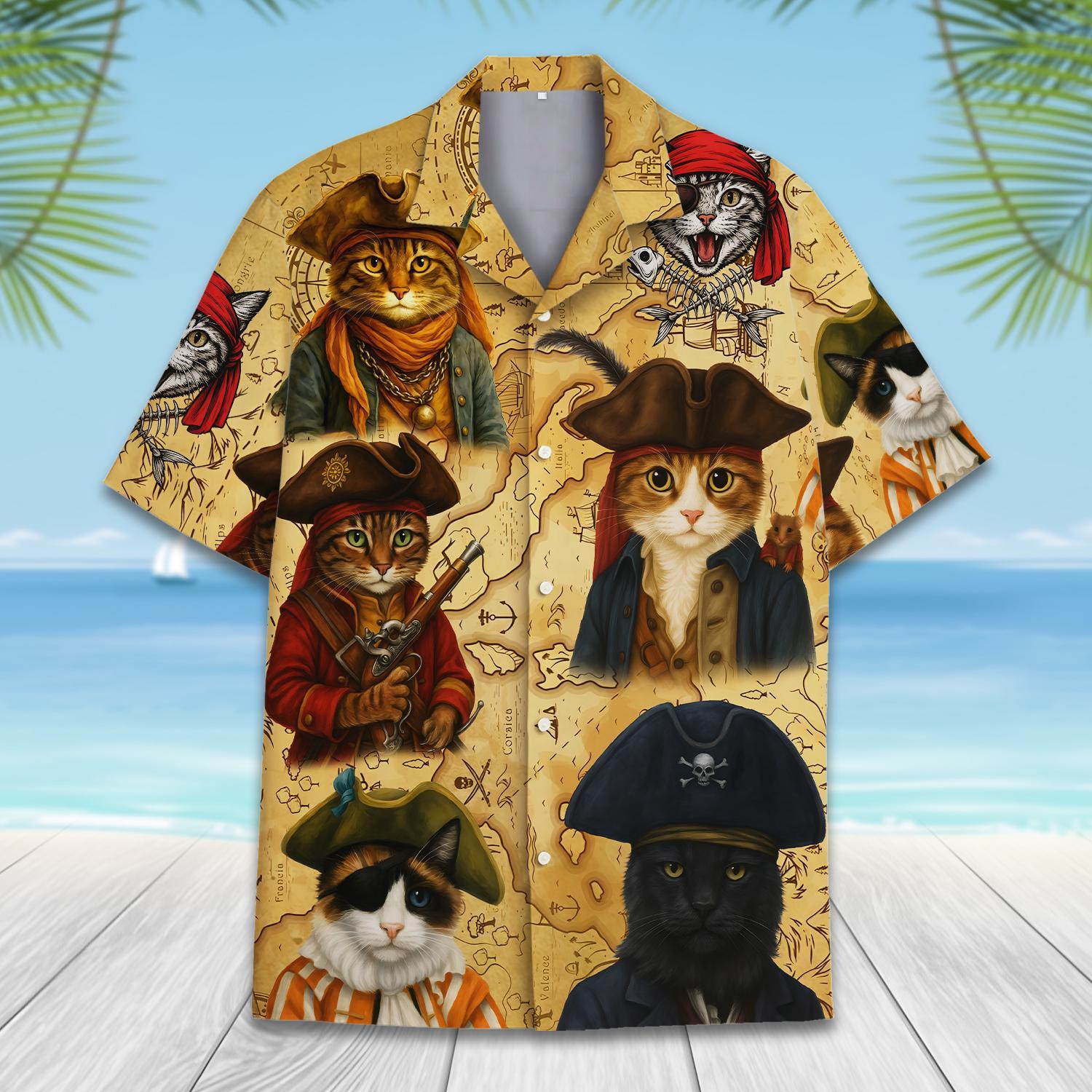 

Men s Hawaii Shirt 3D Printing Short Sleeve Western Cowboys Cat Casual for Men Shirts Clothes Harajuku Unisex Floral 2XL