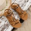 Sommer Damen Sandalen Böhmische Flachsohlige Rundköpfige Perlenblume Strandschuhe Atmungsaktive Lässige Damen Sandalen