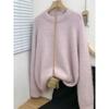 Heavyweight Cashmere Pink Women's Round Neck Long Sleeve Sweater
