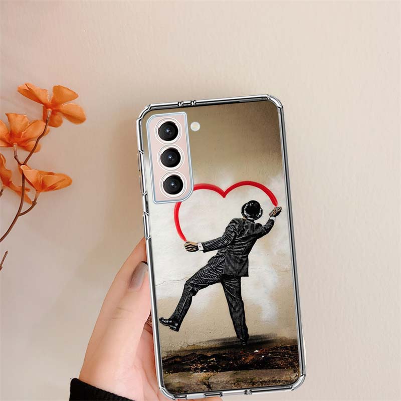 Street Art Banksy Graffiti Phone Case For Samsung S24 FE Galaxy S22 Ultra S25 Edge S21 S23 FE S20 Plus Cover Shell Coque Clear S