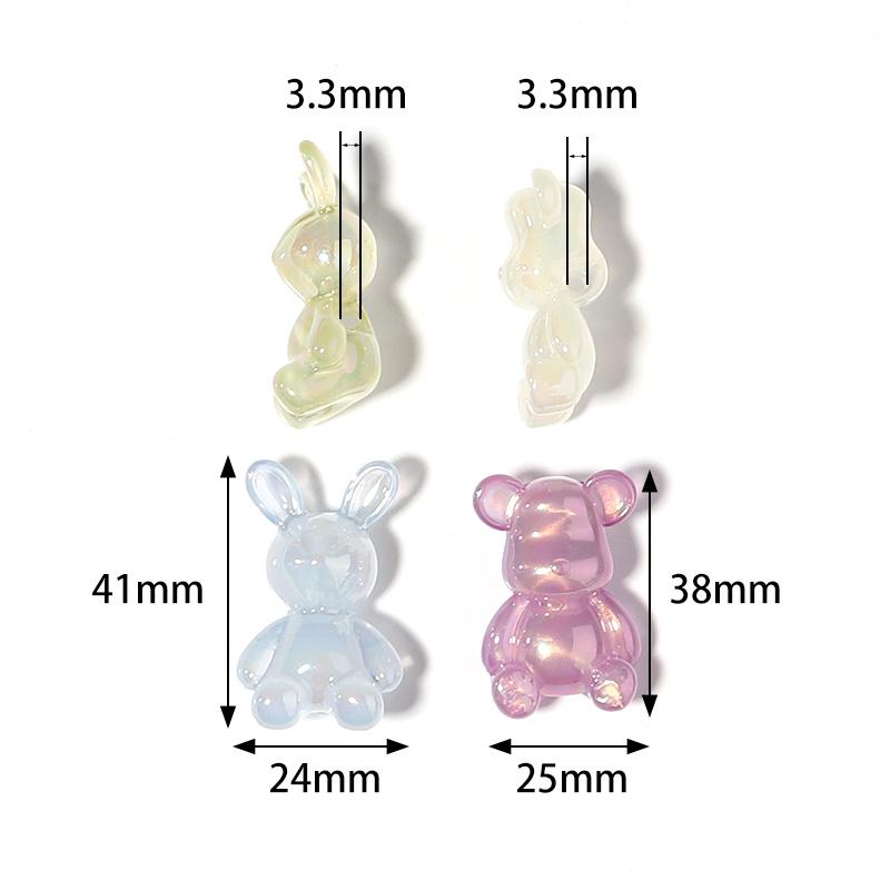 10Pcs Plated Color Acrylic Beads Cartoon Cute Rabbit Violent Bear Bead For DIY Bracelet Phone Chain Keychain Jewelry Ornament
