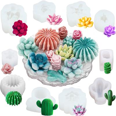 DIY Succulent Cactus Silicone Mold Handmade Soap Aroma Candles Plaster Plant Decorations Succulent Molds Cake Fondant Moulds