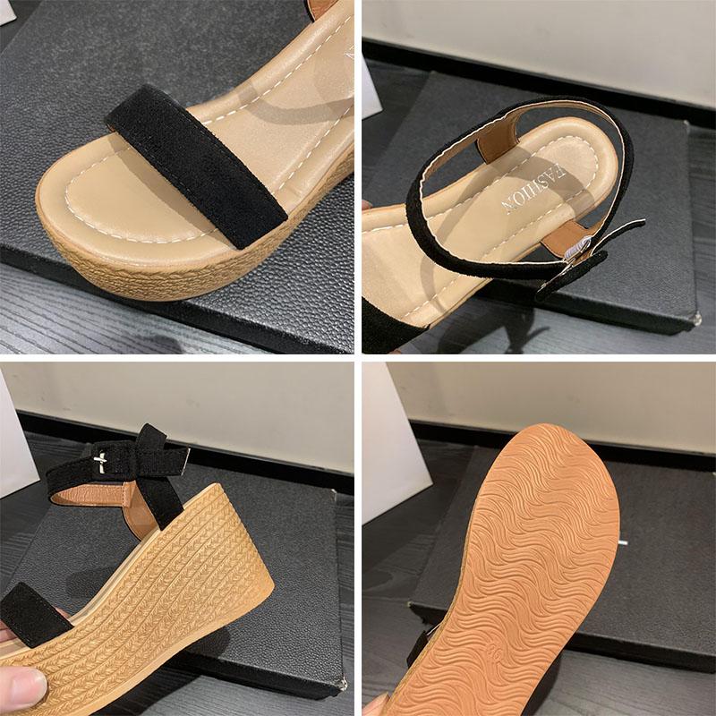 WTEMPO Dámské sandály se silnou podrážkou semišové přezka a šikmé podpatky příležitostné všestranné sandály proti skluzu dropshipping velkoobchod