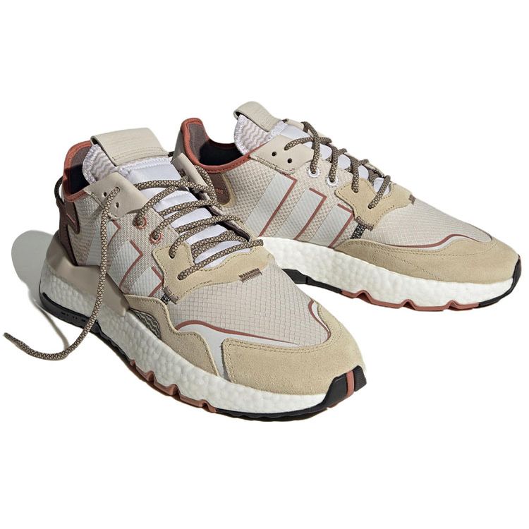 Adidas Originals Nite Jogger Round Toe Lace-Up Slip-Resistant Durable Lightweight Low-Top Casual Shoes Unisex Sneakers Beige IE1924
