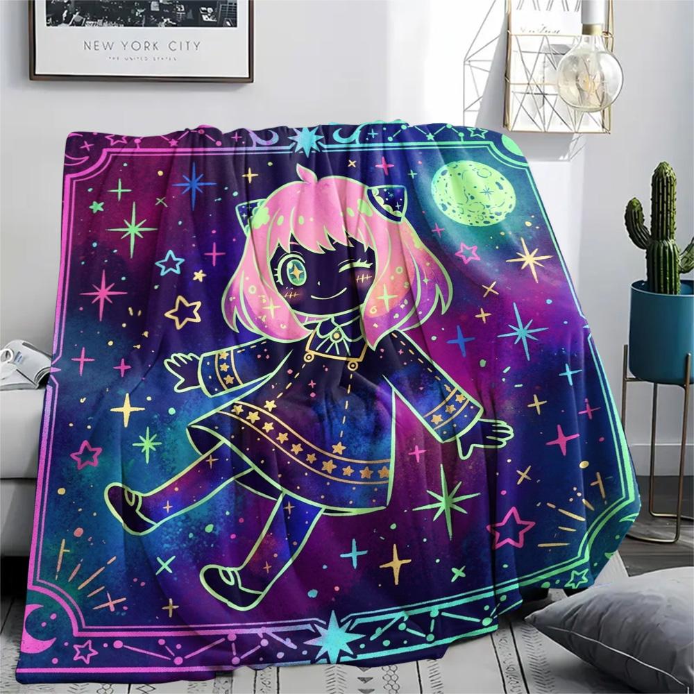 Anya Forger Flannel Blanket Print Style Cozy Warm Comfortable for Picnic Travel Bedroom Beds.-TING