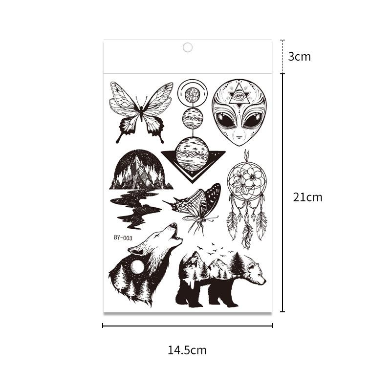 18pcs Dark Fluorescent Color Changing Tattoo Sticker Luminous Flower Arm Adult Tattoo Sticker Trend Bar Animal Tattoo Stickers