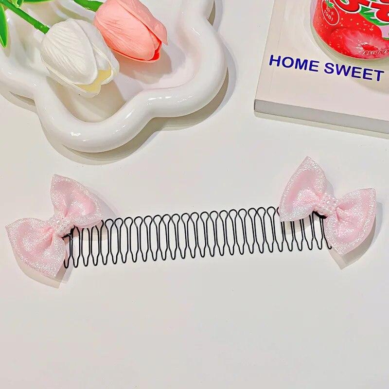 Children Sweet Bowknot Hair Comb Clip New Trendy Elastic Hair Clips Hairpins Barrettes For Girls Baby Hair Accessories Headbands