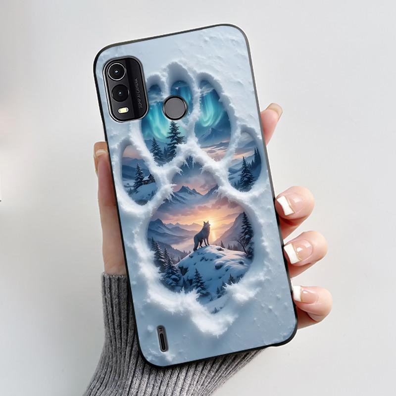 Dreamy Black Case For Nokia G11 Plus Elegant Butterfly Wildflower Pattern Shell With Jelly Color Shockproof Bumper Soft Cover