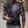 Men's Fashionable 3D Printed Round Neck Short Sleeved T-shirt Summer Casual Personality Hip-hop Street Clothing Cool T-shirt