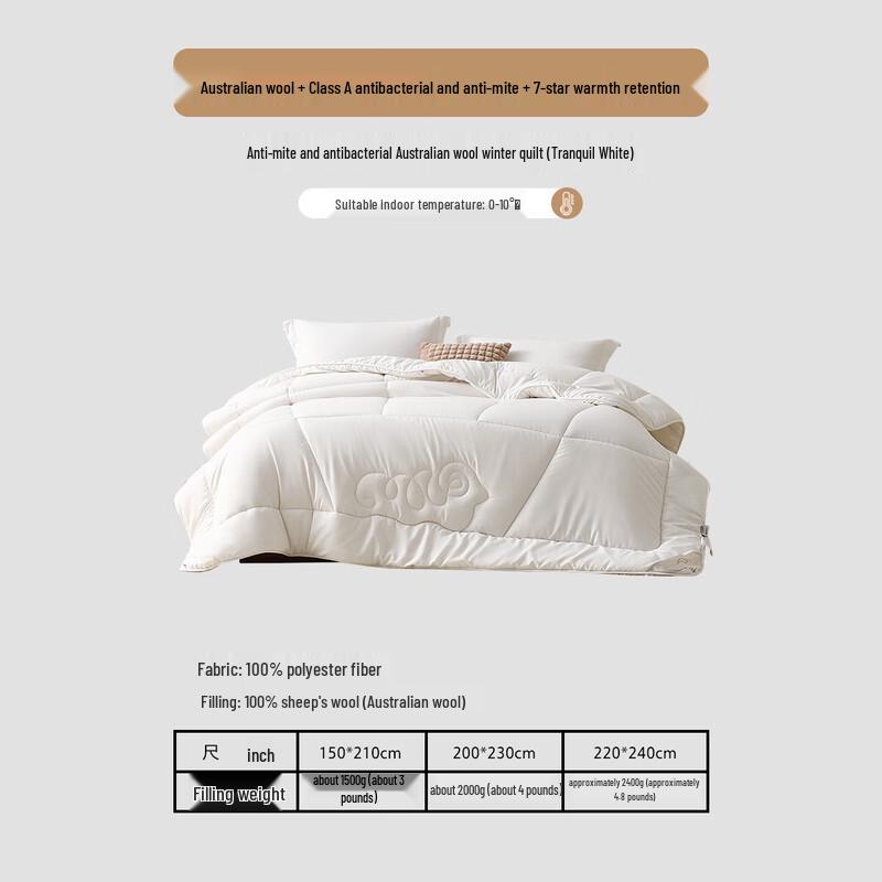 Mercury Home Textiles 100% Australian Wool Quilt