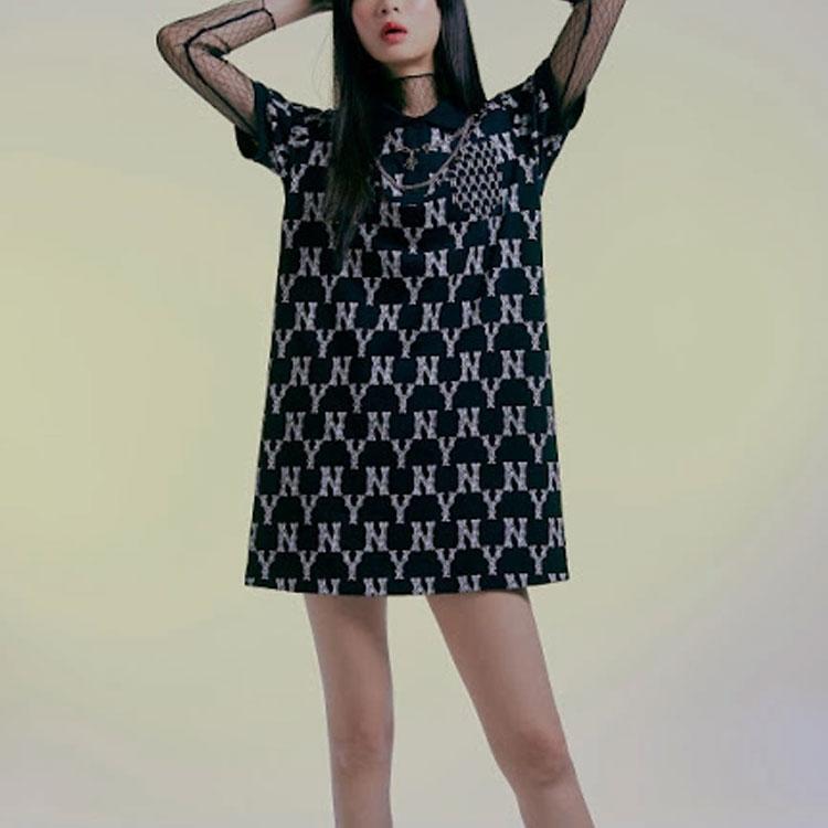 New MLB Short Sleeved Dresses Women's Black 31OP17131-50L