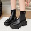 Fashion No Lining Car Stitch Block Heel Single Boots Women's Fashion Round Toe Platform Slip-Resistant Wear-Resistant Short Thigh Boots