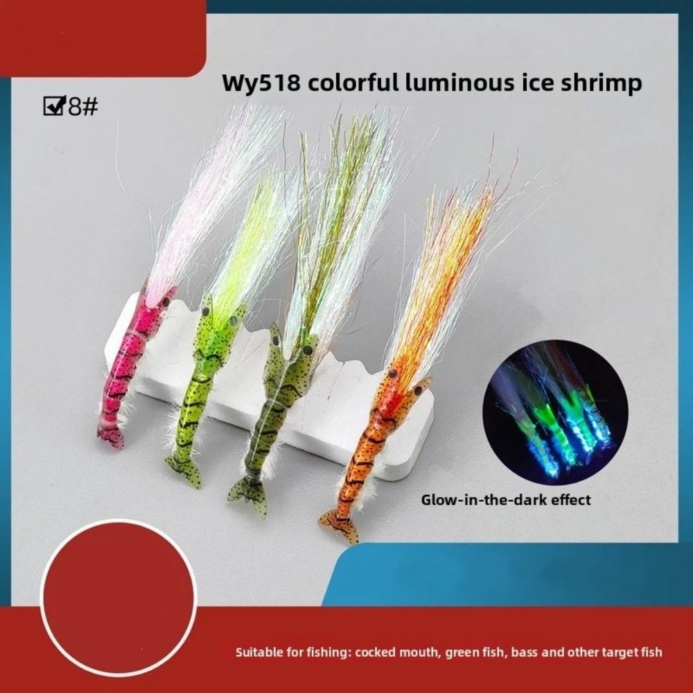 4pcs Dubbing Material Scuds Fly 8# Hook Bait Lures Ice Dubbing Wing Shrimp Fly  Redfish