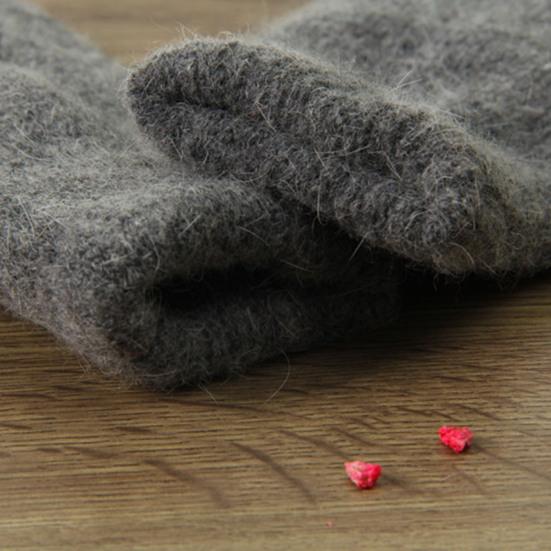 1 Pair Women Mittens Double-layers Cute Stretchy Soft Thickened Cold Resistant Solid Color Autumn Winter Girls Gloves for Riding