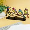Colorful Birds Statue Art Craft Acrylic Tree Branch Birds Sculptures Collectibles Holiday Gift for Office Cabinets Booksh