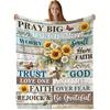 1pc Christian Gifts for Women Faith Sunflower Christian Blanket for Women Baptism Gifts for Girls Woman Inspirational Religious