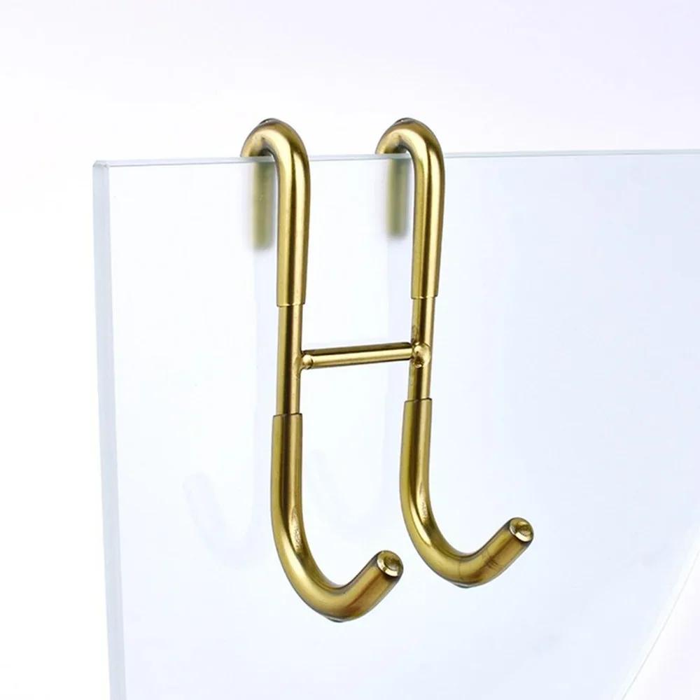 Shower Door Hook Stainless Steel Over the Frameless Glass Door Hanger for Bath Towels Clean Ball Squeegee Holder Rack S-Shape