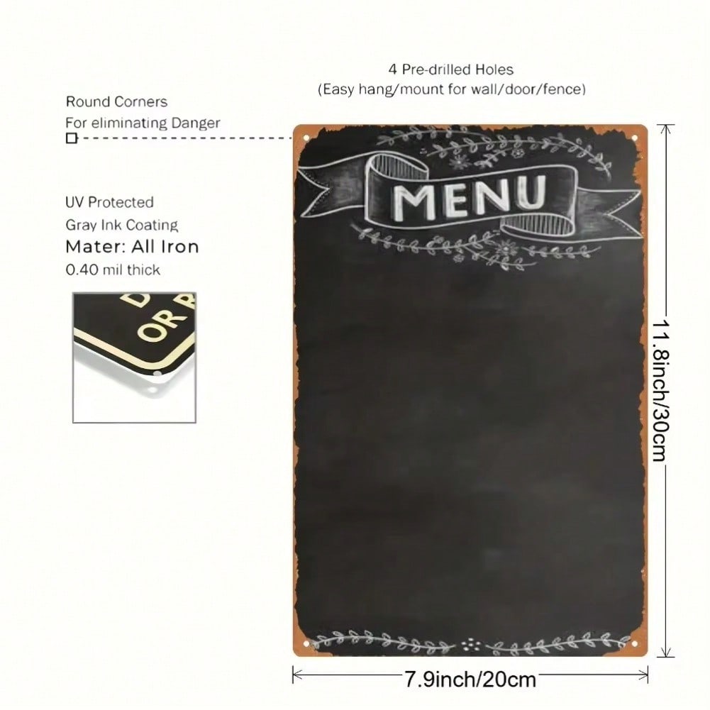 

Iron Tin Sign Vintage Retro Wall Art 8x12 Inch Metal Chalkboard for Home Decor Kitchen Restaurant Bar рожевий