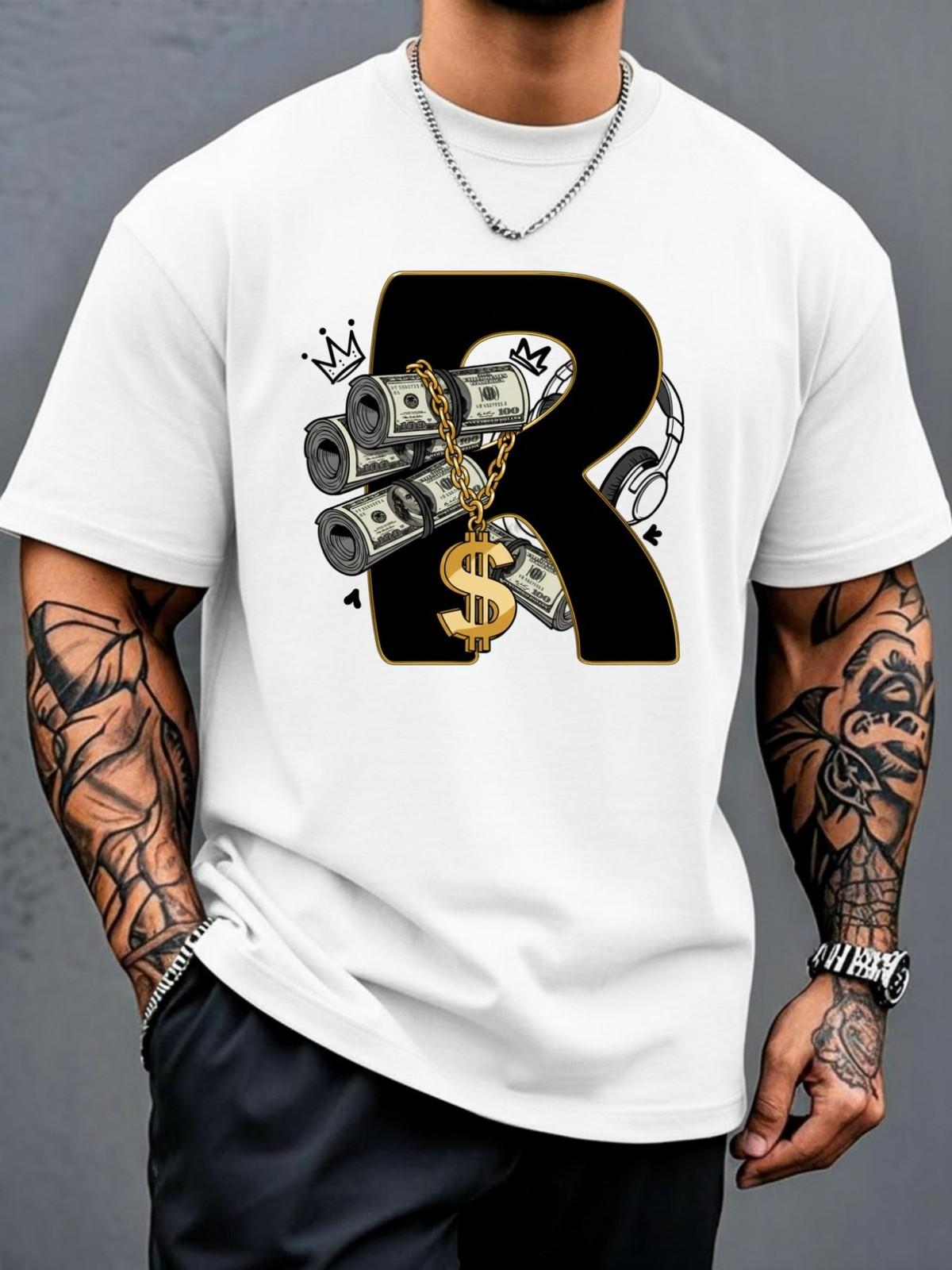 Men’s Stylish Casual Graphic T-Shirt Sport Streetwear Trend Fashion Tee XXXXL