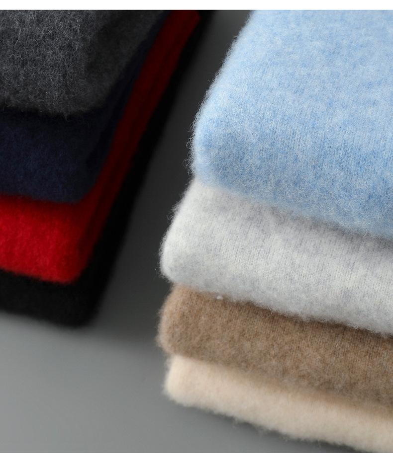 Men's 100% Wool Round Neck Loose Casual Sweater - Thickened Long Sleeve Knitwear