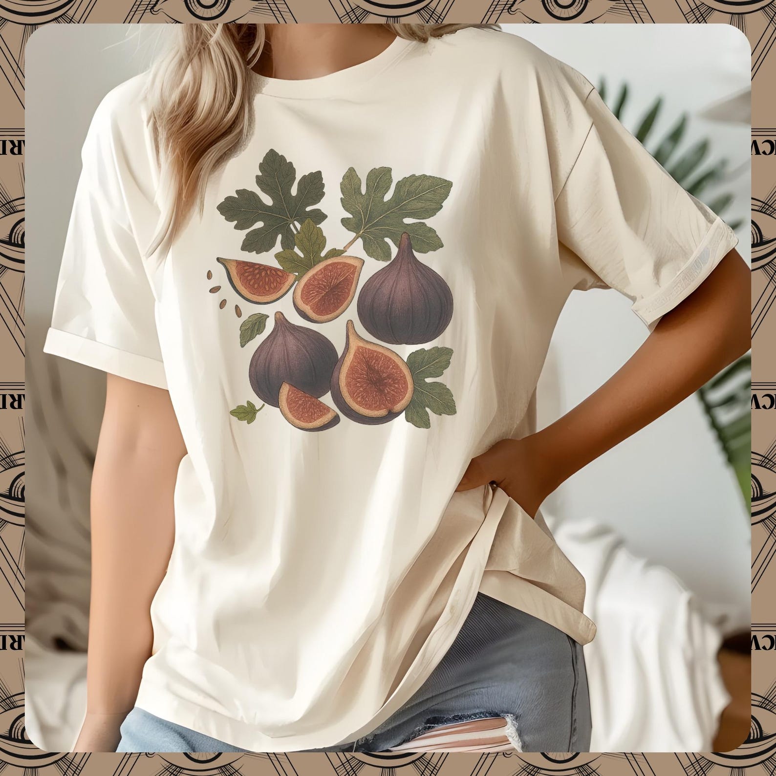 Botanical Fig Shirt Watercolor Fruit T Shirt Cottagecore Tee Vintage Botanical Illustration Garden Lover Gift Nature Top Cottagecore Shirt S