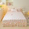 Printed Bed Skirt with Pillowcase Queen Size Bed Cover Set Ruffles Mattress Protector Home Bed Linen Soft Bedspread Jupe De Lit