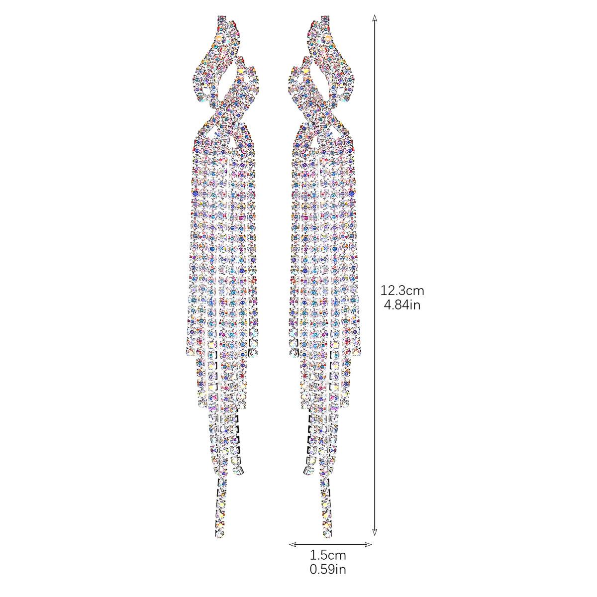 

Европа и Соединенные Штаты Роскошные блестящие длинные серьги-кисточки со стразами Серьги-кисточки с преувеличенной индивидуальностью Высококачественные женские серьги