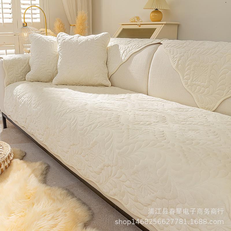 Winter Sofa Cushion Short Plush Simple Modern Nordic Fashion Seat Cushion High-Grade Non-Slip Solid Color Cover Backrest