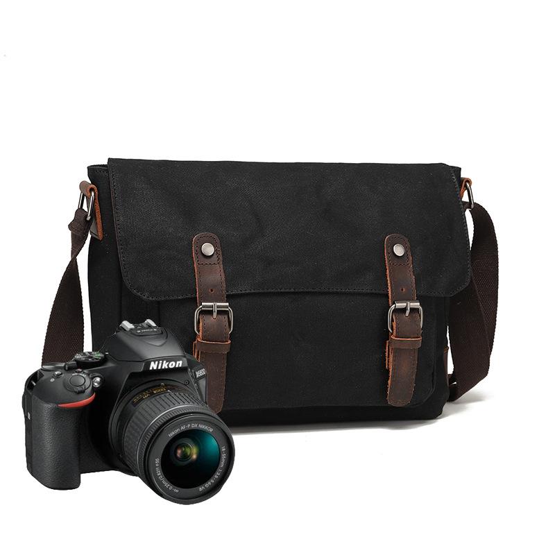 Bolsa de Cámara Portátil para Hombre, Bandolera de un Hombro, Bandolera Oblicua para Viajes al Aire Libre, Lona de Cabeza Eléctrica