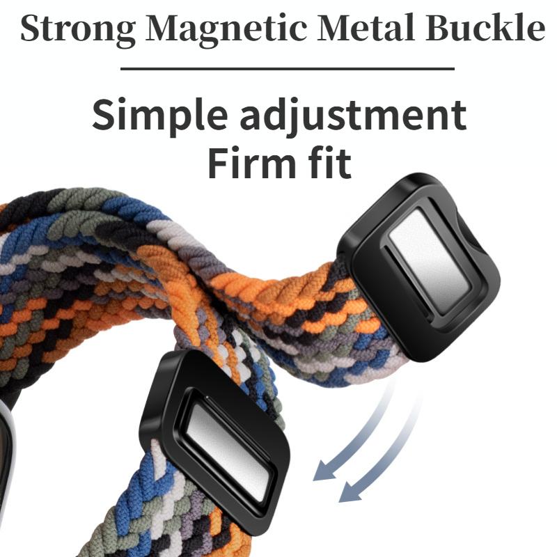 Nylon Braided Loop Strap For Fitbit Versa 4/3 Adjustable Metal Magnetic Bracelet Wristband For Fitbit Sense 2/1 Band Accessories