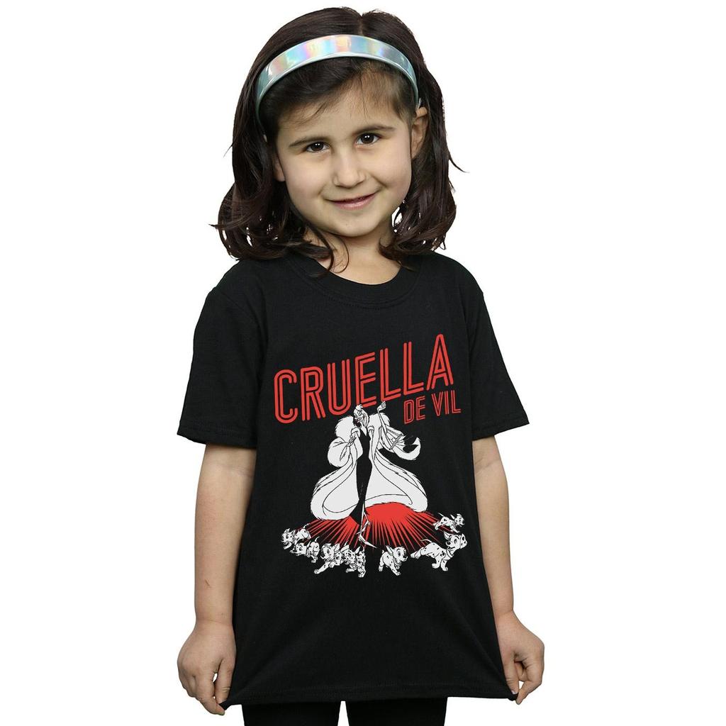 Disney Dziewczęcy Bawełniany T-shirt Cruella De Vil Dalmatyńczyki