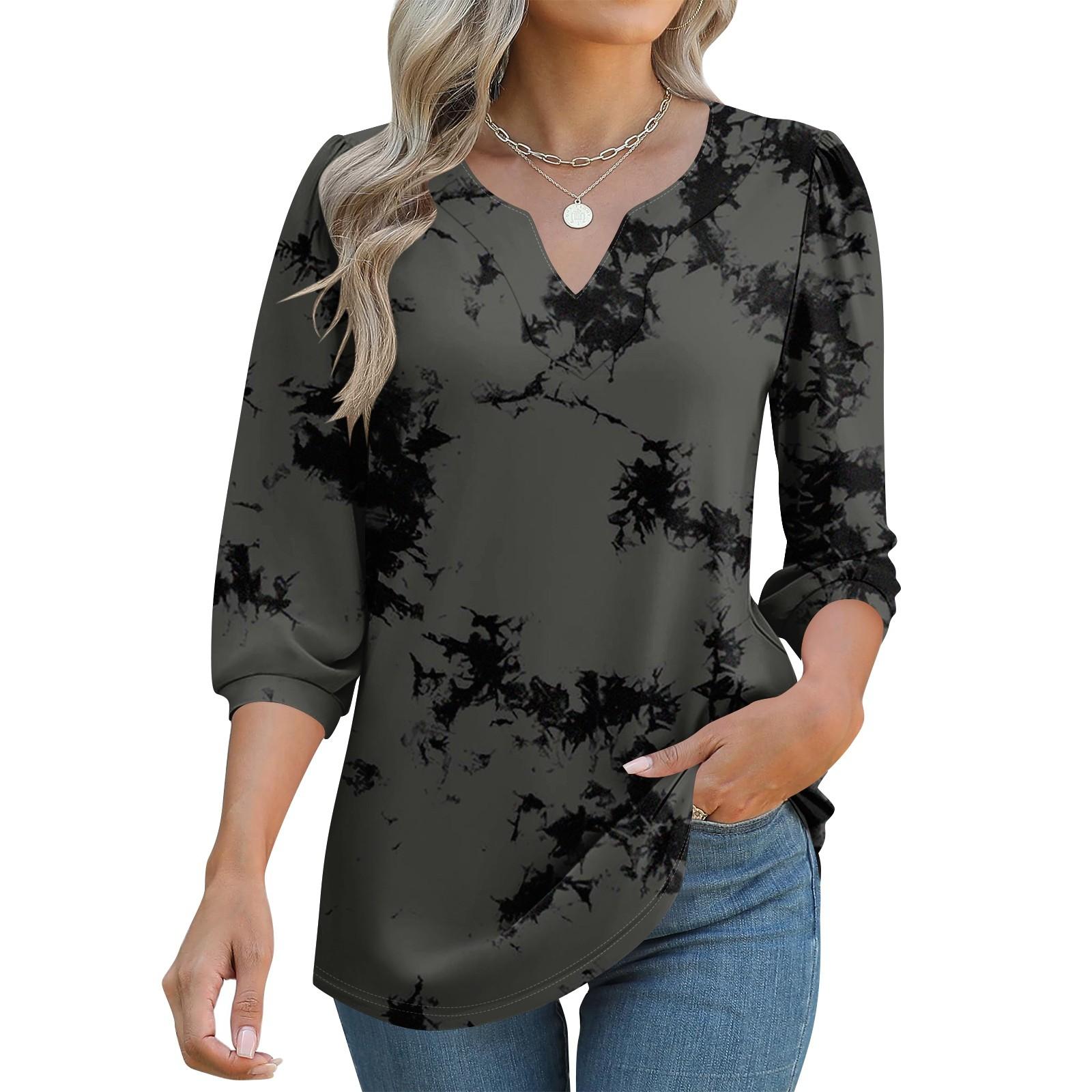 

Женские футболки с рукавом 3/4, футболки с графикой, повседневные базовые топы, пуловеры S