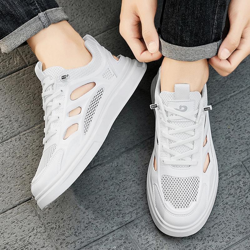 Men's shoes summer mesh perforated breathable anti slip mesh shoes white shoes casual sports trendy shoes breathable thin sandal