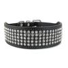 Leather Dog Collars Bling Diamante Crystal Studded Dogs Pet Collars 2inch Wide for Medium & Large Dogs Pitbull Boxer