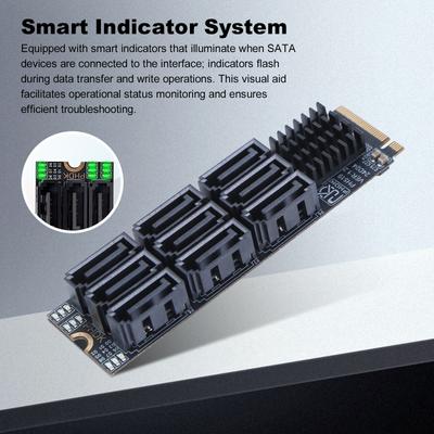M.2 M KEY Nvme To 9 Ports SATA 3.0 Adapter 6Gbps M.2 NVME To SATA 3.0 Converter Expansion Card PCIE 3.0 X2 Hard Disk for Desktop