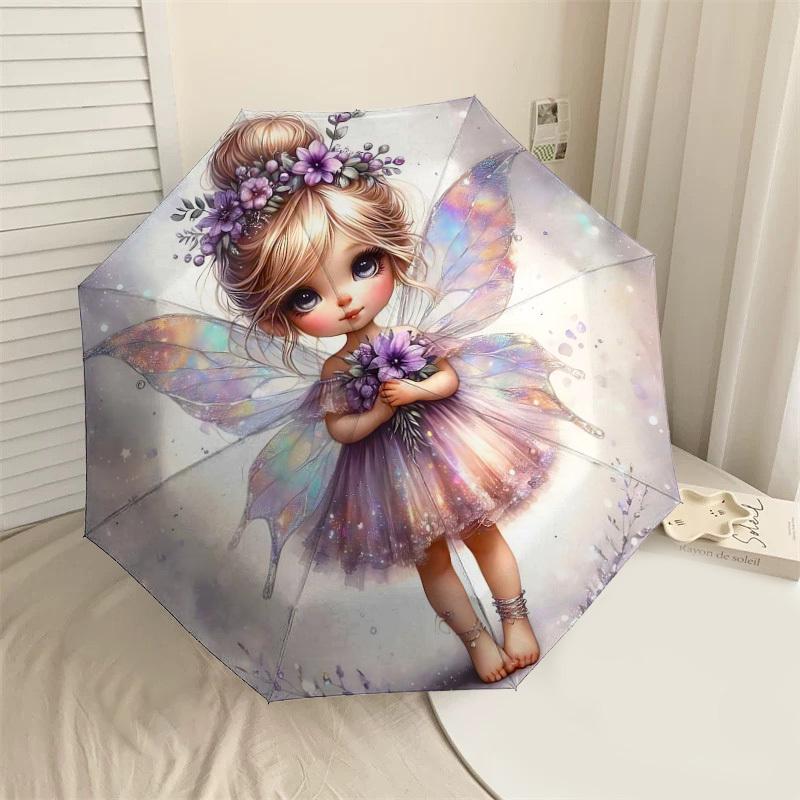 

1PC fairy flowers Umbrella-8-Rib Reinforced, Automatic Open, Lightweight & Durable, Cute Fashion Accessory for Outdoor-Y0357