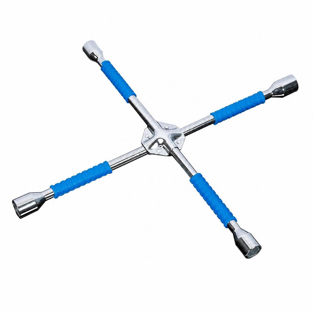 Heavy Duty 20-Inch Cross Wrench with Four Socket Ends Carbon Steel Lug