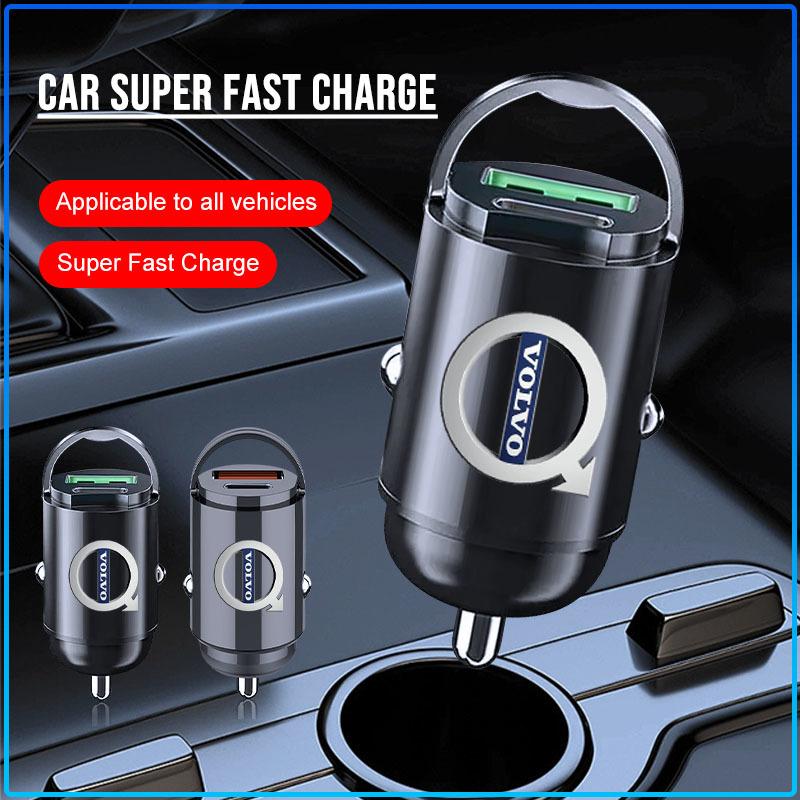 Mini Car Charger 12-24V Lighter Fast Charging Car USB Type C Charger For Volvo XC60 XC90 S60 S80 S40 V40 V60 V70 V50 XC70